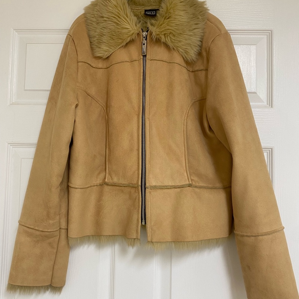 Cozy faux fur lined suade jacket